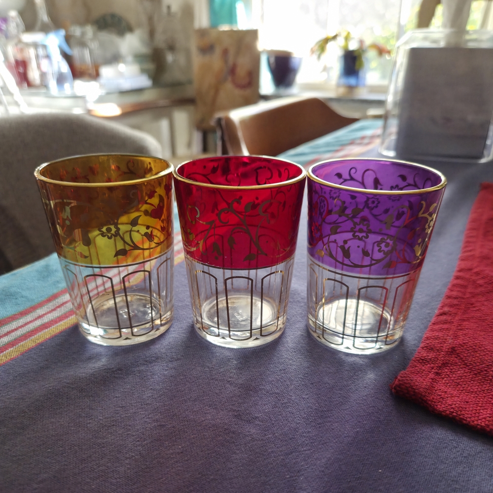 PartyLite Multicolor Glass Candle Holders Set of 3, Red, Yellow, and Purple
